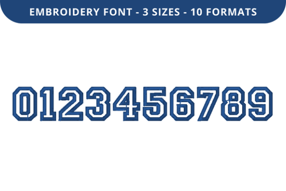 College Outline Font 0 to 9 for Seasonal Embroidery Projects